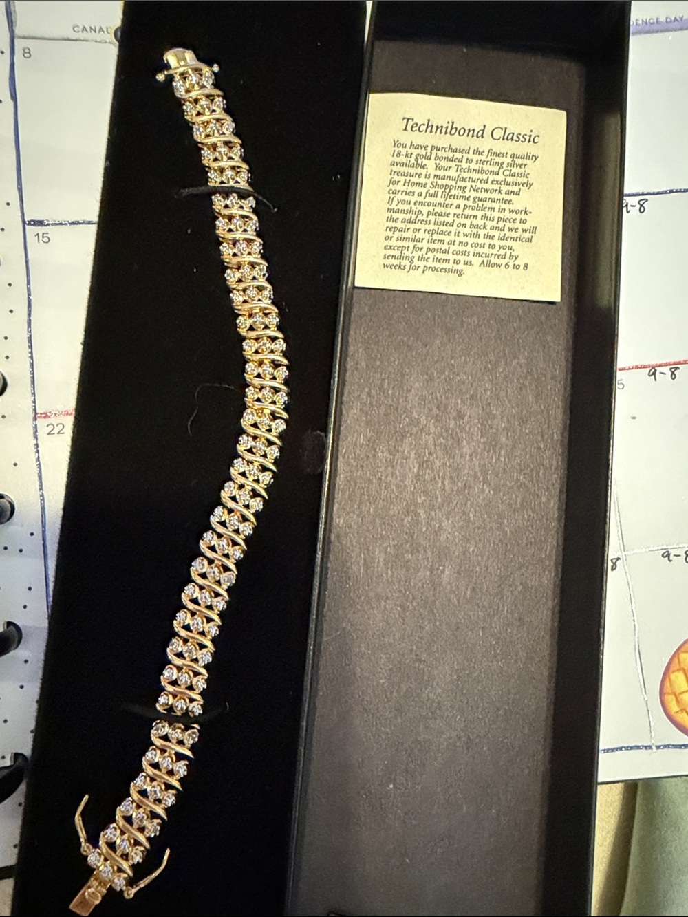 Technibond Gold and Crystal Sparkle Link Bracelet